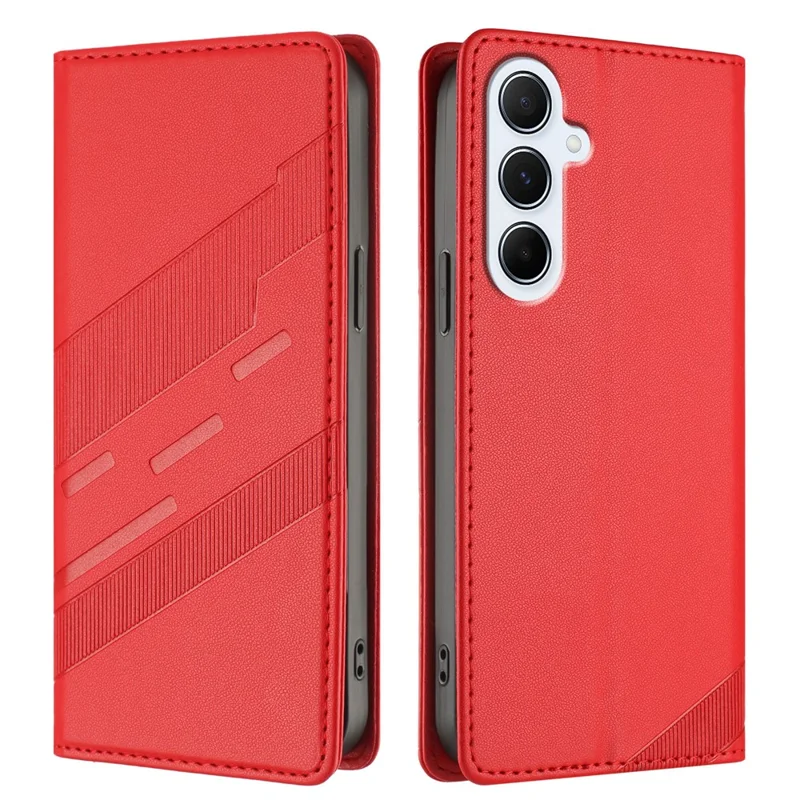 For Samsung Galaxy A56 5G Phone Cases Punk Style Imprinted Wallet Stand Leather Cover - Red-Cellmalls