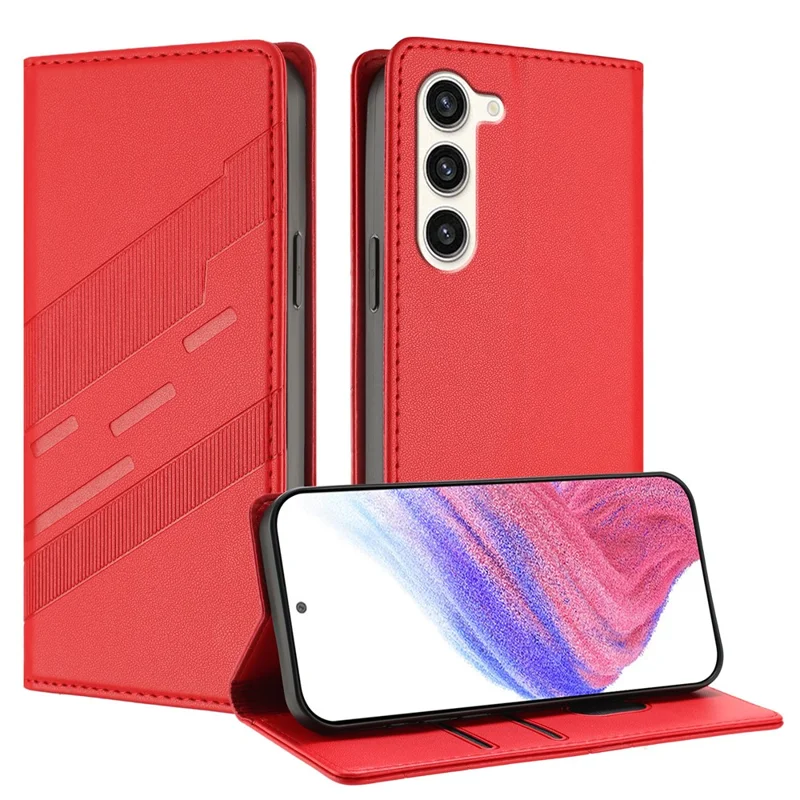 For Samsung Galaxy S23 Phone Cases Punk Style Imprinted Wallet Stand Leather Cover - Red-Cellmalls