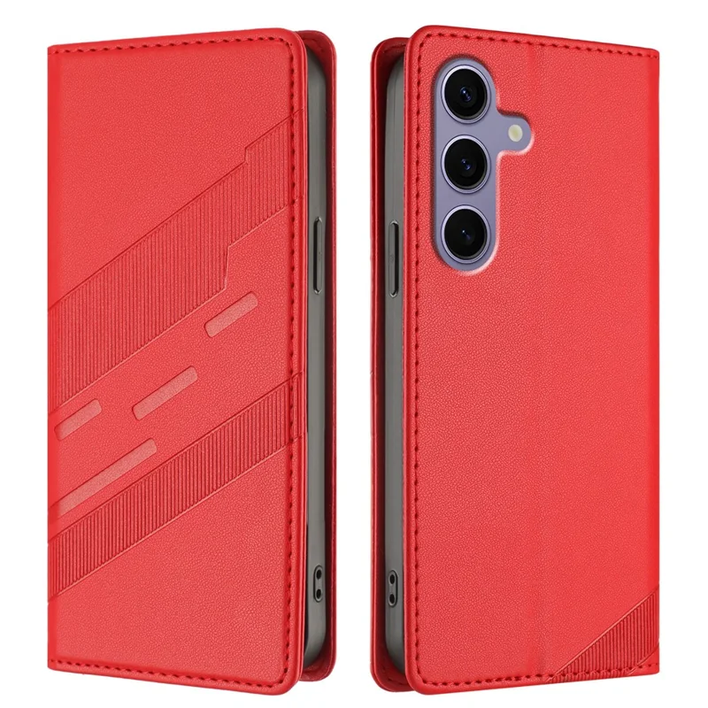For Samsung Galaxy S24 FE Phone Cases Punk Style Imprinted Wallet Stand Leather Cover - Red-Cellmalls