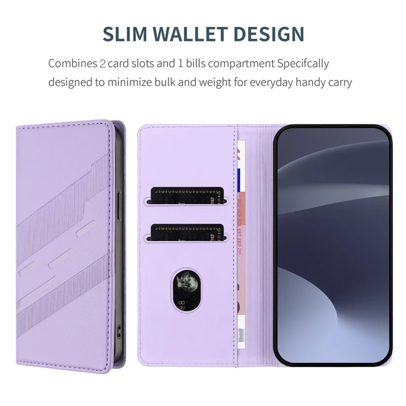 For Samsung Galaxy S25 Phone Cases Punk Style Imprinted Wallet Stand Leather Cover - Light Purple-Cellmalls