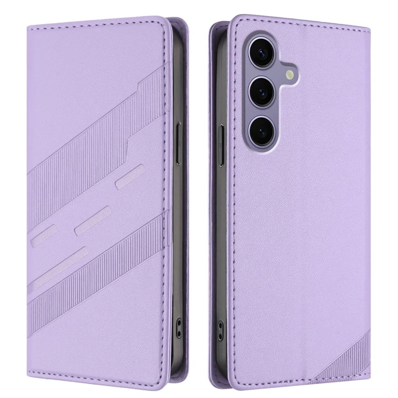 For Samsung Galaxy S25 Phone Cases Punk Style Imprinted Wallet Stand Leather Cover - Light Purple-Cellmalls