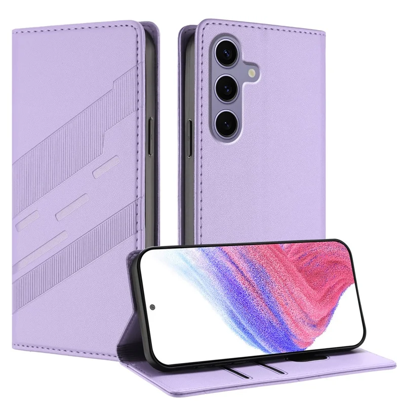 For Samsung Galaxy S25 Phone Cases Punk Style Imprinted Wallet Stand Leather Cover - Light Purple-Cellmalls