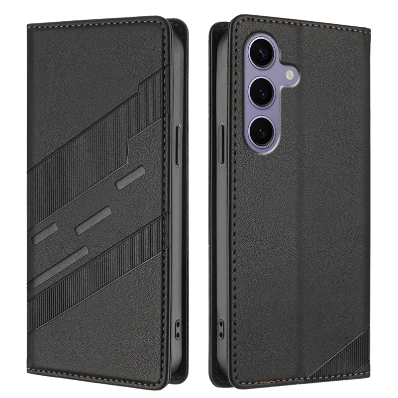 For Samsung Galaxy S25 Phone Cases Punk Style Imprinted Wallet Stand Leather Cover - Light Purple-Cellmalls