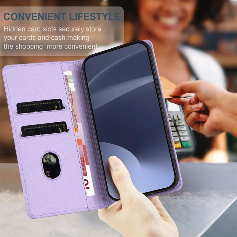 For Samsung Galaxy S25 Phone Cases Punk Style Imprinted Wallet Stand Leather Cover - Light Purple-Cellmalls