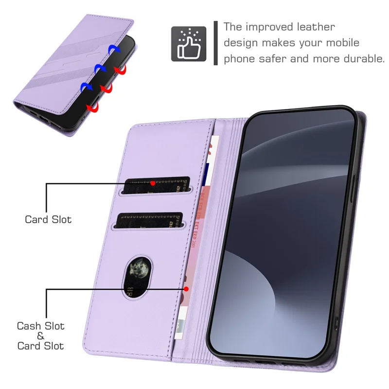 For Samsung Galaxy S25 Phone Cases Punk Style Imprinted Wallet Stand Leather Cover - Light Purple-Cellmalls