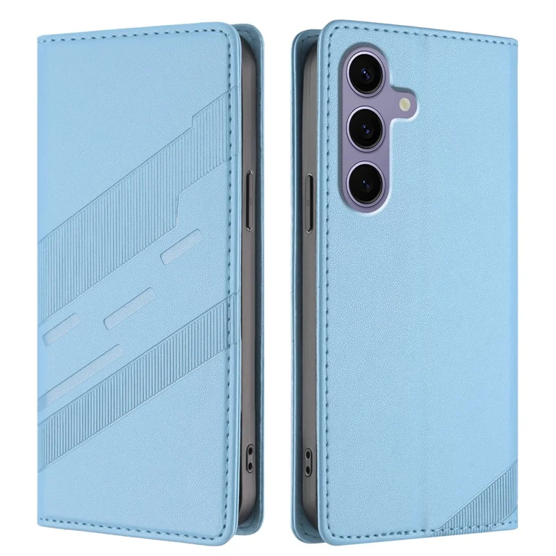 For Samsung Galaxy S25 Phone Cases Punk Style Imprinted Wallet Stand Leather Cover - Light Purple-Cellmalls