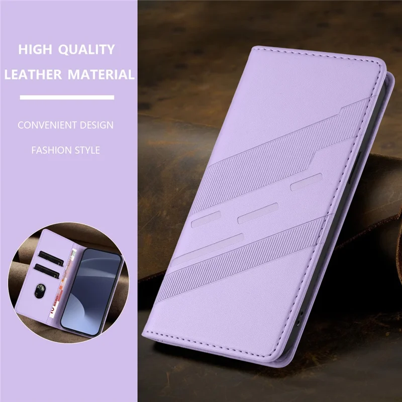 For Samsung Galaxy S25 Phone Cases Punk Style Imprinted Wallet Stand Leather Cover - Light Purple-Cellmalls