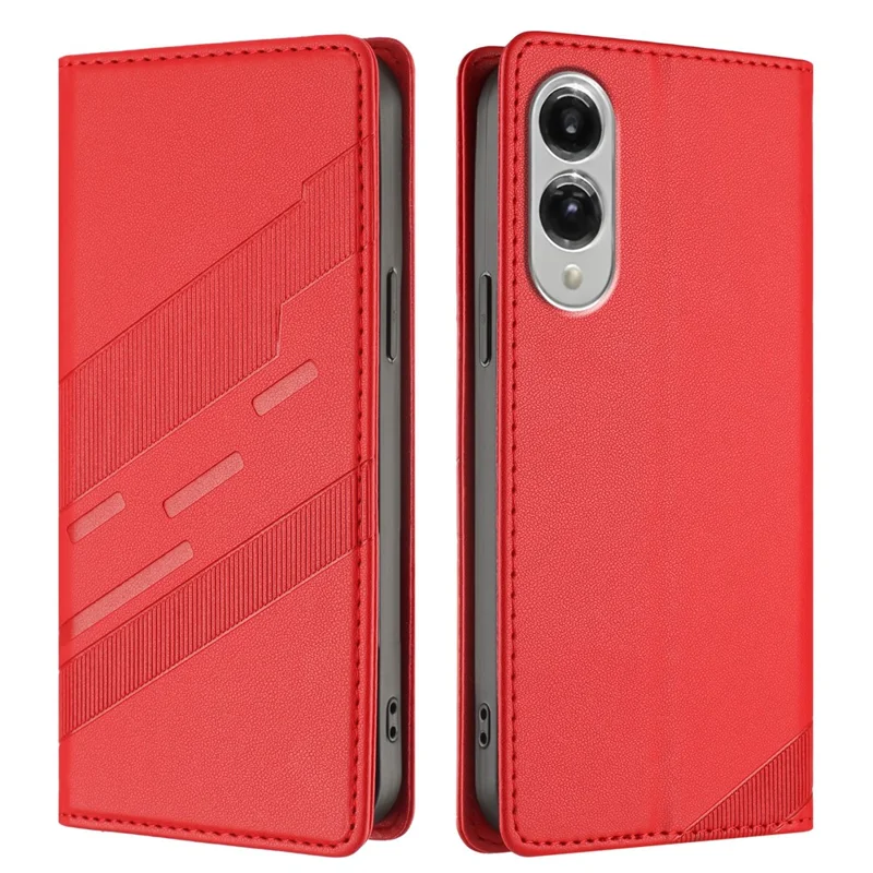 For Samsung Galaxy S25 Edge Phone Cases Punk Style Imprinted Wallet Stand Leather Cover - Red-Cellmalls