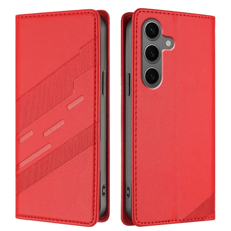 For Samsung Galaxy S25+ Phone Cases Punk Style Imprinted Wallet Stand Leather Cover - Red-Cellmalls