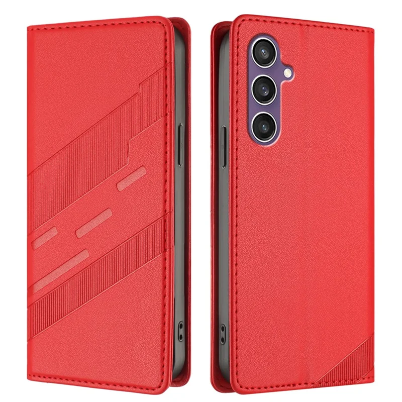 For Samsung Galaxy S23 FE Phone Cases Punk Style Imprinted Wallet Stand Leather Cover - Red-Cellmalls