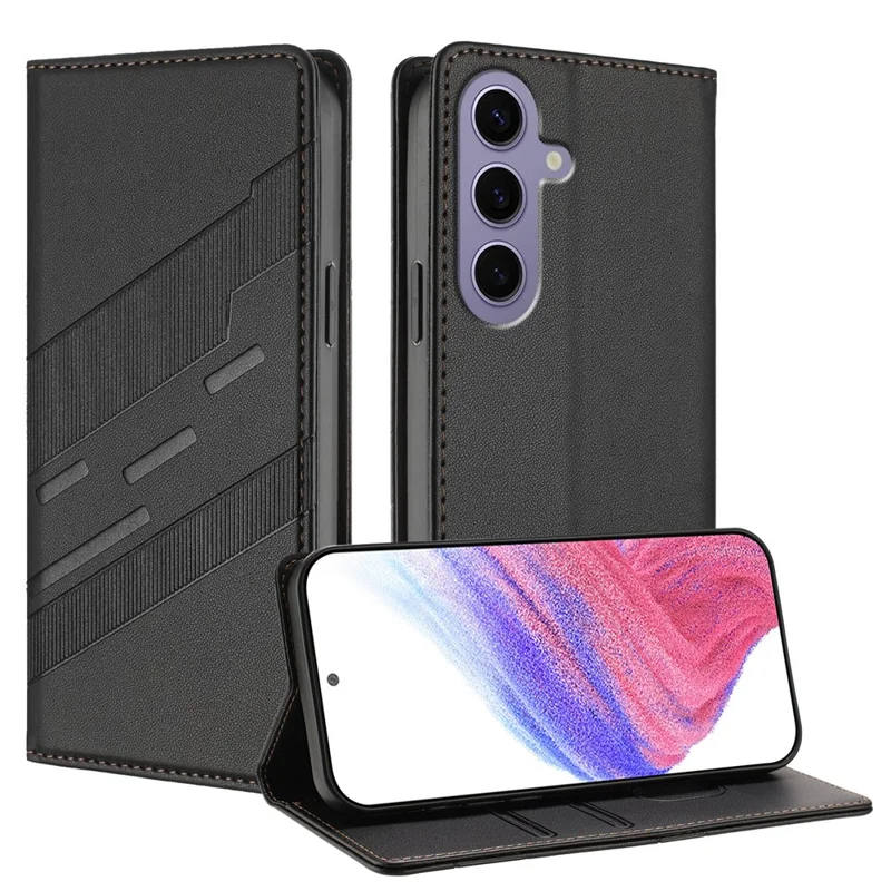 For Samsung Galaxy S24 Phone Cases Punk Style Imprinted Wallet Stand Leather Cover - Red-Cellmalls