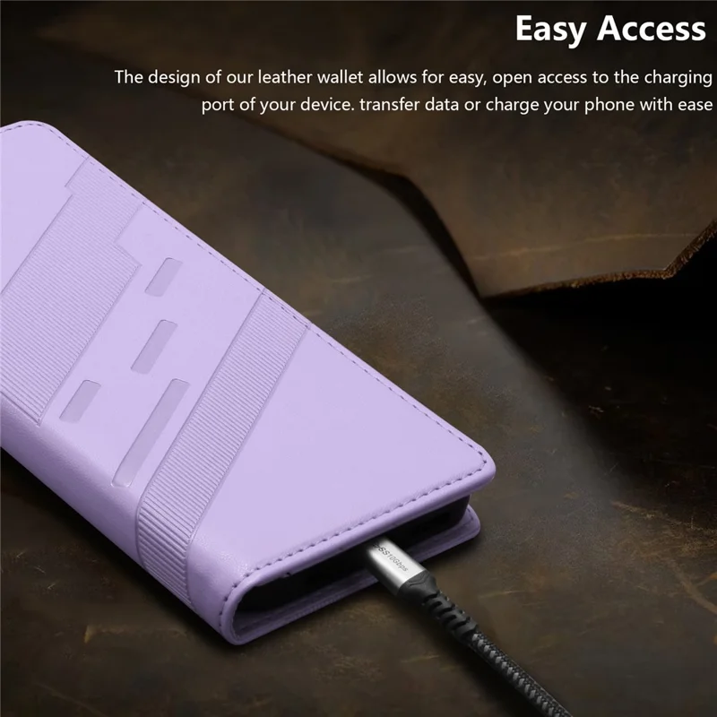 For Samsung Galaxy S25 Phone Cases Punk Style Imprinted Wallet Stand Leather Cover - Light Purple-Cellmalls