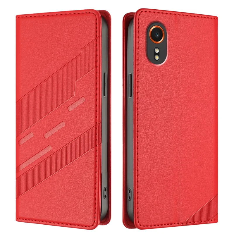 For Samsung Galaxy Xcover7 Phone Cases Punk Style Imprinted Wallet Stand Leather Cover - Red-Cellmalls