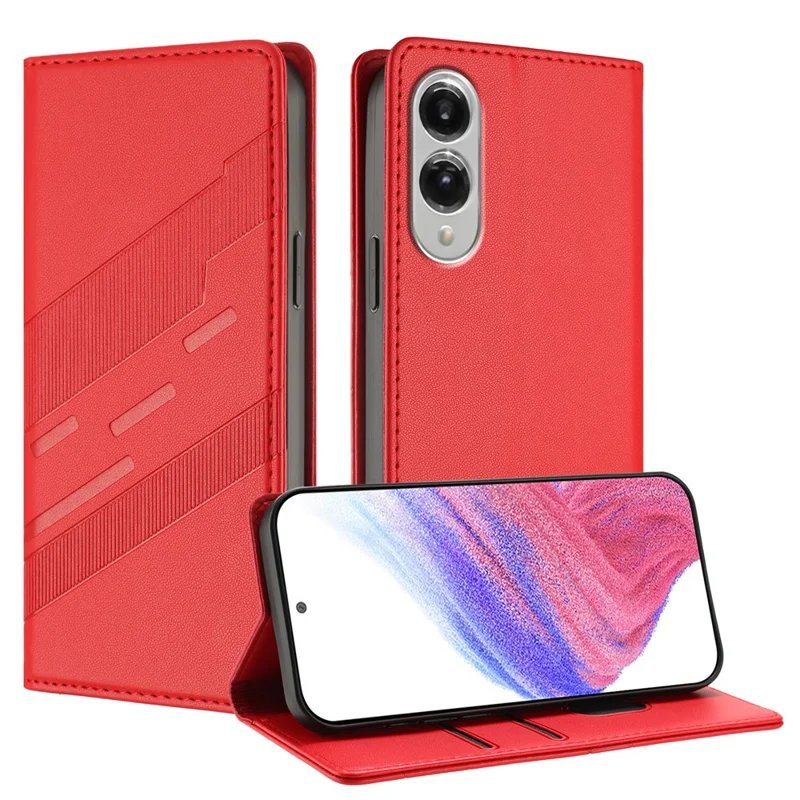 For Samsung Galaxy S25 Edge Phone Cases Punk Style Imprinted Wallet Stand Leather Cover - Red-Cellmalls