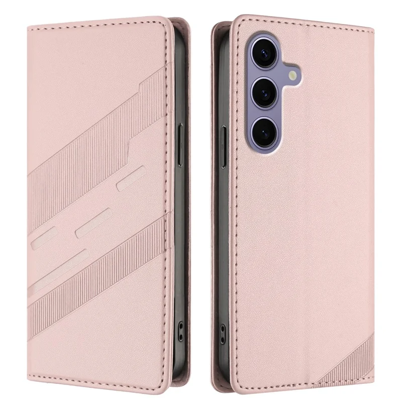 For Samsung Galaxy S25 Phone Cases Punk Style Imprinted Wallet Stand Leather Cover - Light Purple-Cellmalls