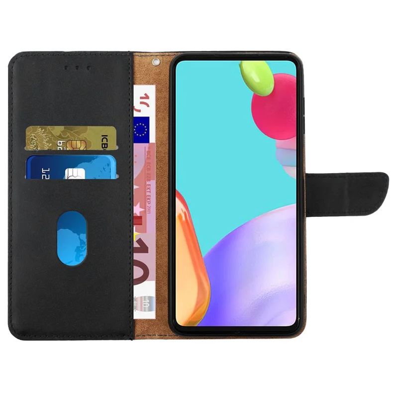 HT02 For Motorola Moto E14 4G / G04 4G / G04s 4G / G24 4G Phone Case Wallet Card Slots Cover Nappa Texture - Black-Cellmalls