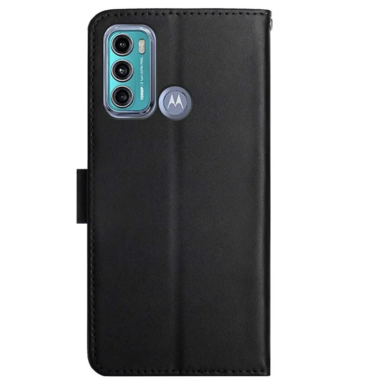 Anti-scratch Flip Phone Cover Genuine Leather TPU Nappa Texture Full Body Protective Phone Case for Motorola Moto G60 / G40 Fusion - Black-Cellmalls