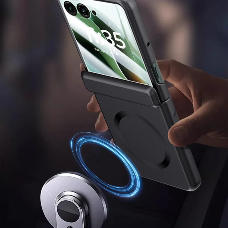 For Motorola Razr 60 Ultra 5G Case Compatible with MagSafe Hard PC Hinge Protection Phone Cover with Rear Small Screen Protector - Black-Cellmalls