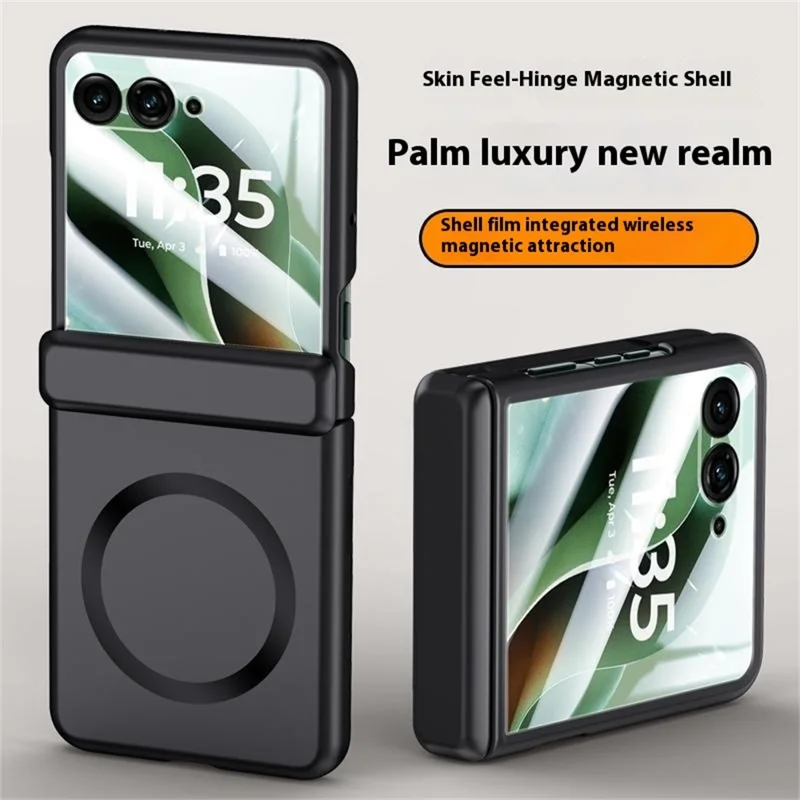 For Motorola Razr 60 Ultra 5G Case Compatible with MagSafe Hard PC Hinge Protection Phone Cover with Rear Small Screen Protector - Black-Cellmalls