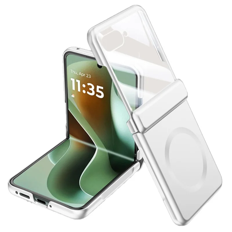 For Motorola Razr 60 Ultra 5G Case Compatible with MagSafe Hard PC Hinge Protection Phone Cover with Rear Small Screen Protector - Black-Cellmalls