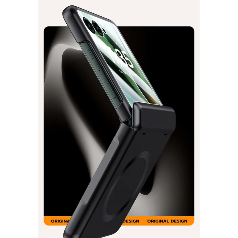 For Motorola Razr 60 Ultra 5G Case Compatible with MagSafe Hard PC Hinge Protection Phone Cover with Rear Small Screen Protector - Black-Cellmalls