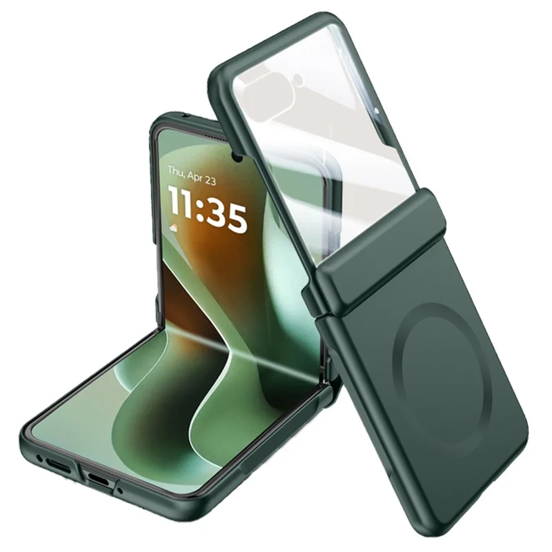 For Motorola Razr 60 Ultra 5G Case Compatible with MagSafe Hard PC Hinge Protection Phone Cover with Rear Small Screen Protector - Black-Cellmalls