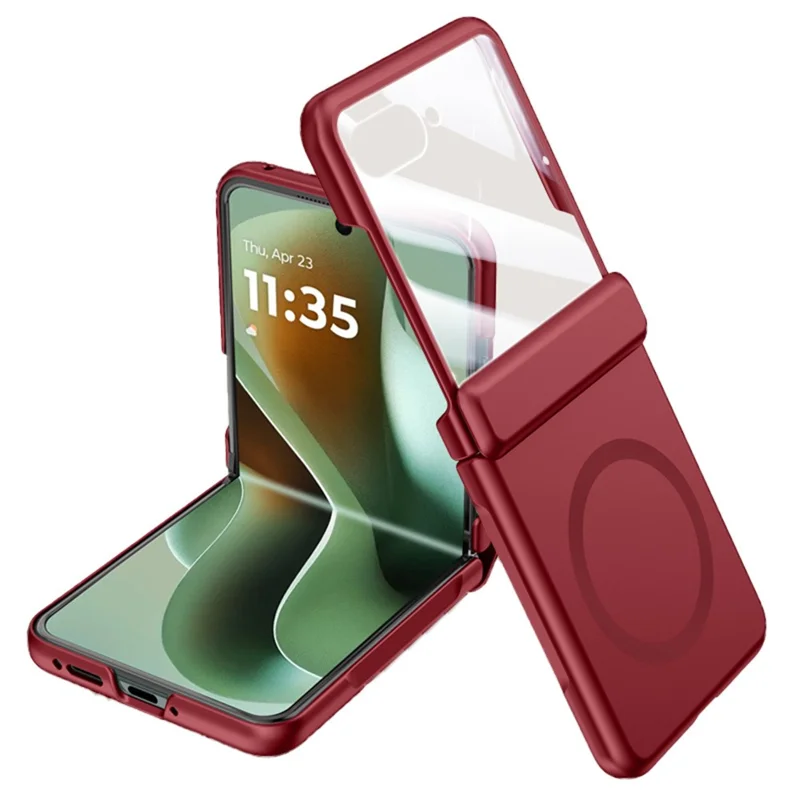 For Motorola Razr 60 Ultra 5G Case Compatible with MagSafe Hard PC Hinge Protection Phone Cover with Rear Small Screen Protector - Black-Cellmalls