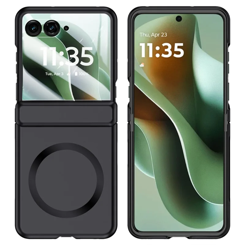 For Motorola Razr 60 Ultra 5G Case Compatible with MagSafe Hard PC Hinge Protection Phone Cover with Rear Small Screen Protector - Black-Cellmalls