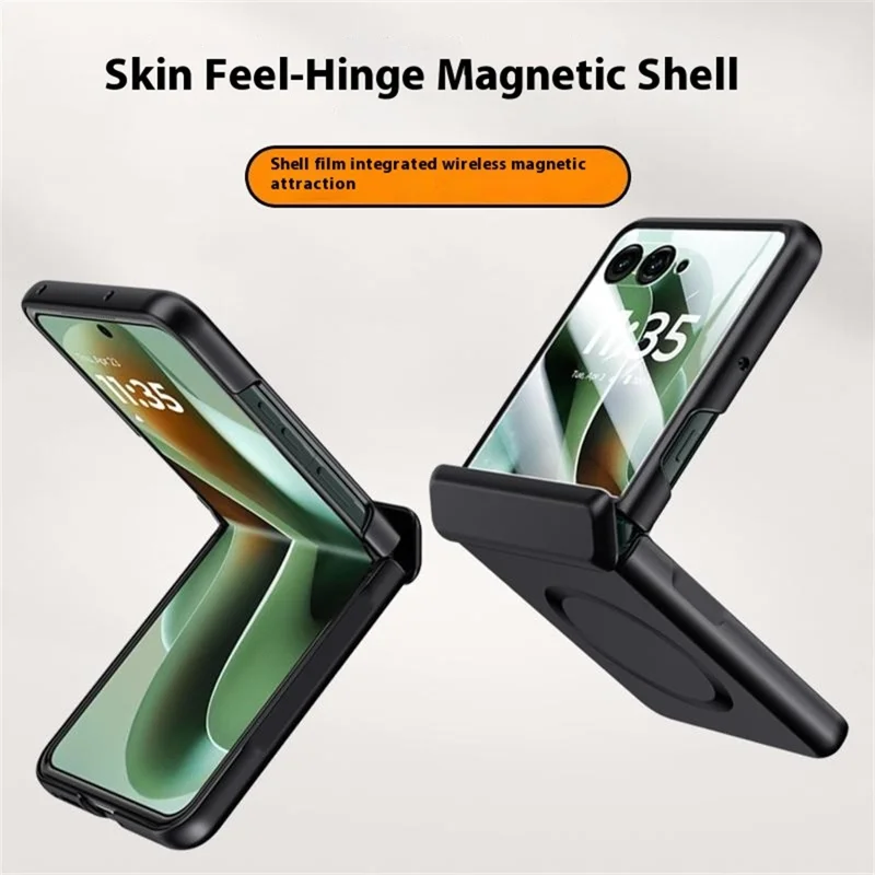 For Motorola Razr 60 Ultra 5G Case Compatible with MagSafe Hard PC Hinge Protection Phone Cover with Rear Small Screen Protector - Black-Cellmalls