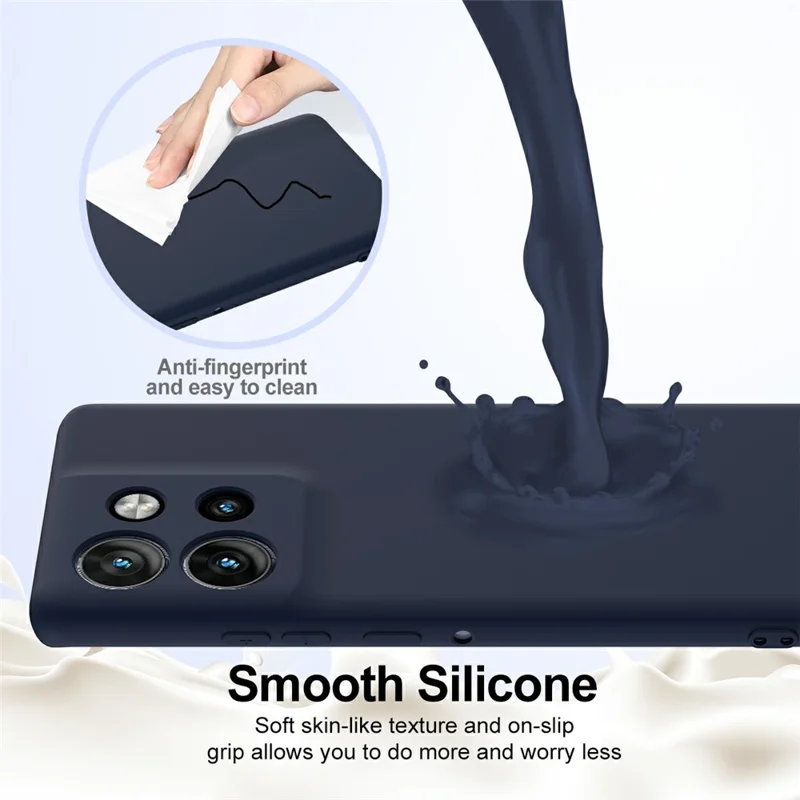 Liquid Silicone Case For Motorola Edge 50 Neo 5G  /  Moto S50 5G  /  Thinkphone 25 5G Compatible with MagSafe Phone Cover with Lanyard - Dark Blue-Cellmalls