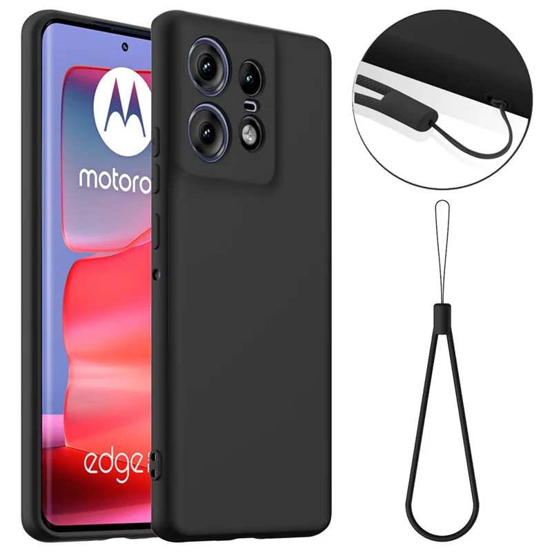 For Motorola Edge 50 Pro 5G Case Compatible with MagSafe Anti-Drop Liquid Silicone Phone Cover with Lanyard - Black-Cellmalls