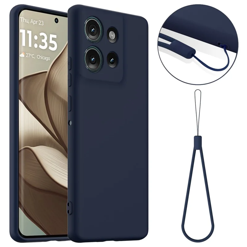 For Motorola Edge 50 5G Case Compatible with MagSafe Liquid Silicone Phone Cover with Lanyard - Dark Blue-Cellmalls