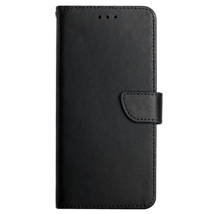 HT02 For Motorola Edge 30 Neo 5G Nappa Texture Genuine Leather Protective Case Wallet Stand Full Protection Phone Cover - Black-Cellmalls