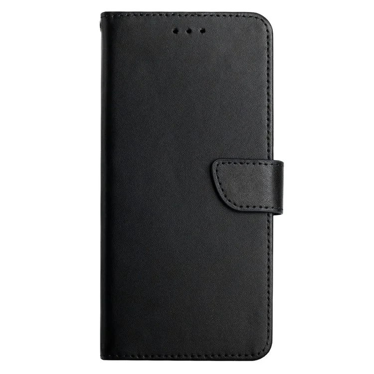 Nappa Texture Mobile Phone Shell Genuine Leather Wallet Stand Protective Case for Motorola Moto E20/E30/E40 - Black-Cellmalls