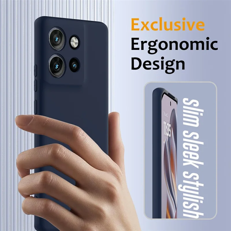 Liquid Silicone Case For Motorola Edge 50 Neo 5G  /  Moto S50 5G  /  Thinkphone 25 5G Compatible with MagSafe Phone Cover with Lanyard - Dark Blue-Cellmalls