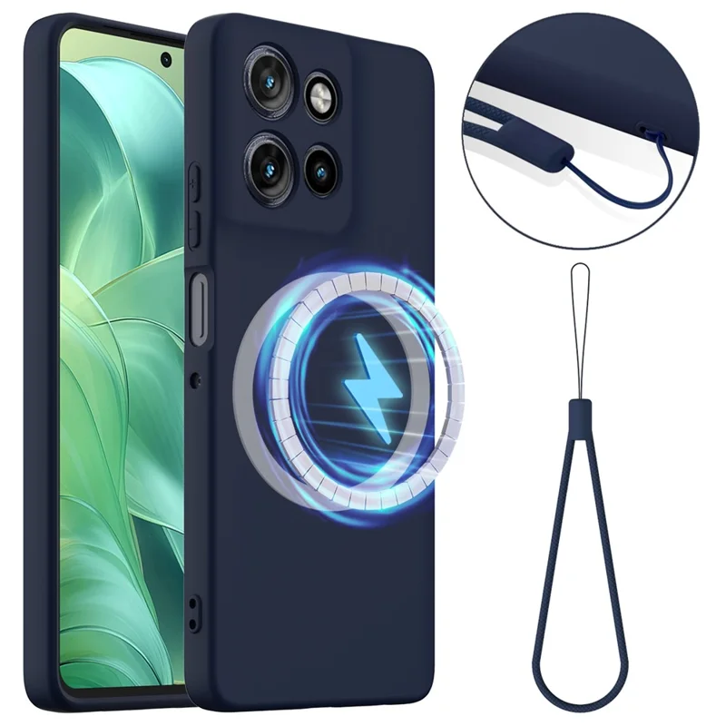 For Motorola Moto G Power (2025) Case Compatible with MagSafe Anti-Drop Liquid Silicone Phone Cover - Black-Cellmalls