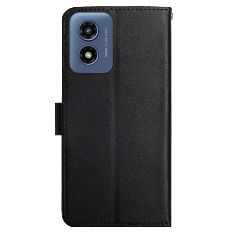 HT02 For Motorola Moto G Play 5G (2024) / Moto G 5G (2024) Wallet Case Genuine Cow Leather Cover - Black-Cellmalls
