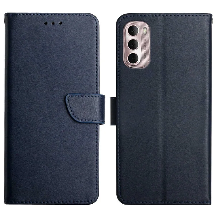 Nappa Texture Genuine Leather Case for Motorola Moto G Stylus 4G (2022), Wallet Stand Design Magnetic Closing Mobile Phone Shell - Black-Cellmalls