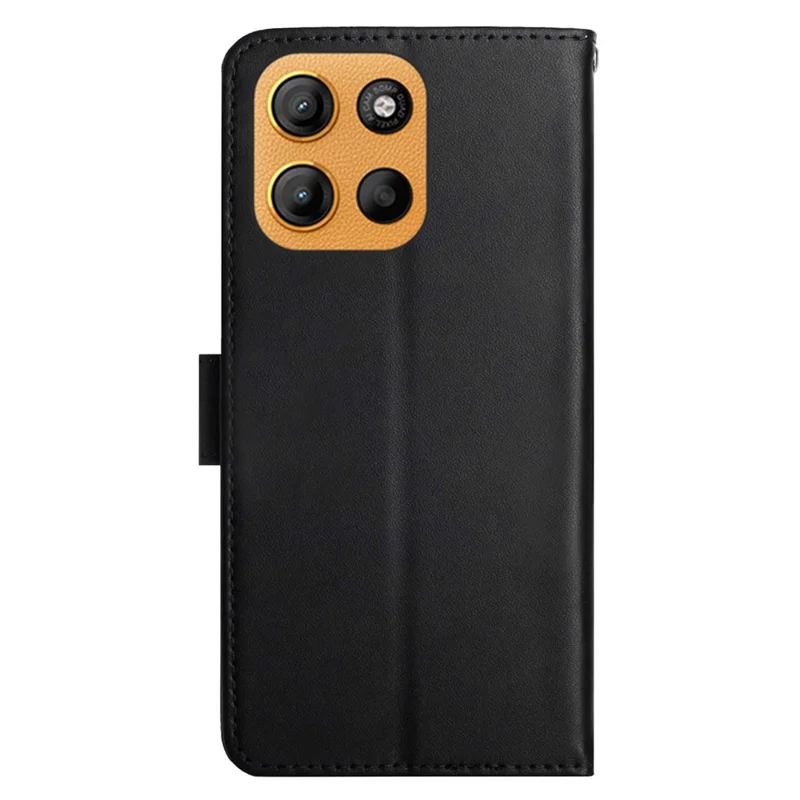 For Motorola Moto G15 4G Case Genuine Cow Leather Phone Cover Nappa Texture - Black-Cellmalls