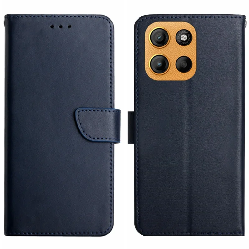 For Motorola Moto G15 4G Case Genuine Cow Leather Phone Cover Nappa Texture - Black-Cellmalls