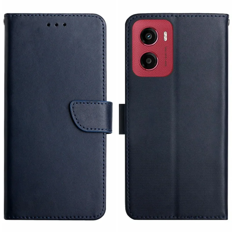 For Motorola Moto G05 4G Case Genuine Cow Leather Phone Cover Nappa Texture - Black-Cellmalls
