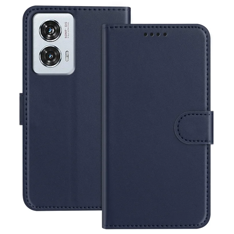 For Motorola Moto G85 5G / Motorola Edge 50 Fusion 5G Leather Case Wallet Stand Solid Color Anti Drop Phone Cover - Black-Cellmalls