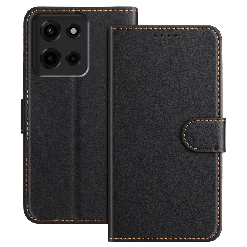 For Motorola Moto G Stylus 5G (2025) Leather Case Wallet Stand Solid Color Anti Drop Phone Cover - Black-Cellmalls