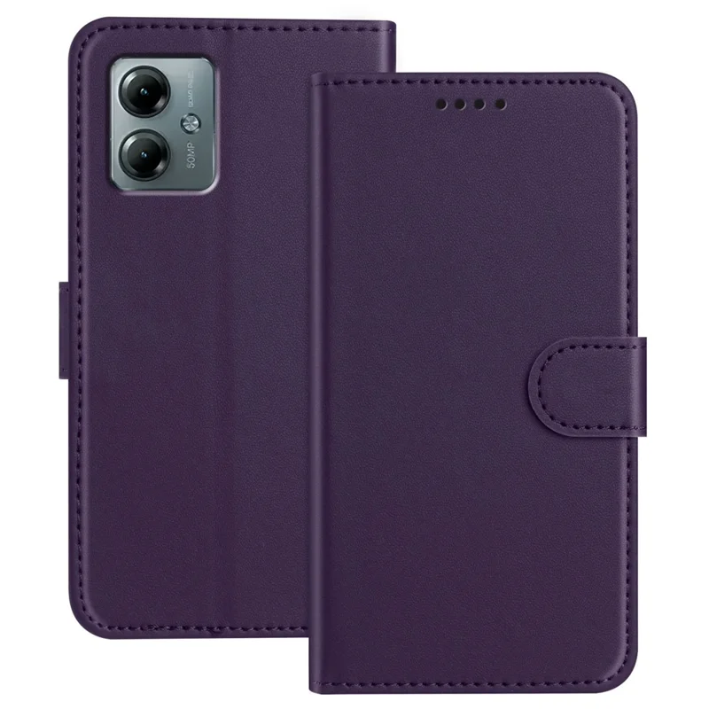 For Motorola Moto G Power (2025) / Motorola Moto G Play (2025) 4G Leather Case Wallet Stand Solid Color Anti Drop Phone Cover - Black-Cellmalls
