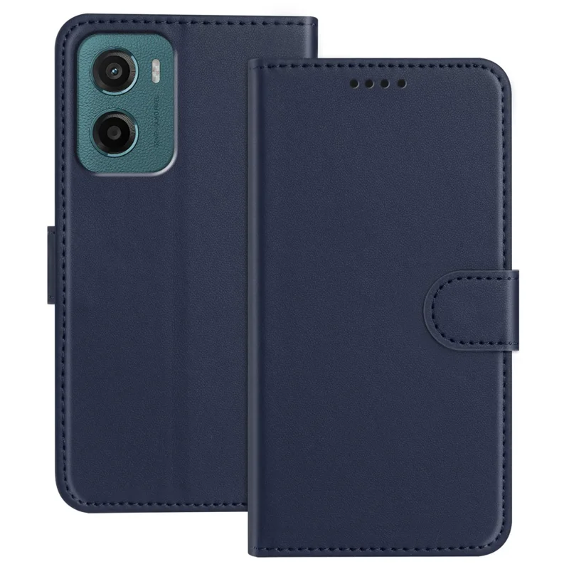 For Motorola Moto E15 4G / Motorola Moto G05 4G Leather Case Wallet Stand Solid Color Anti Drop Phone Cover - Black-Cellmalls