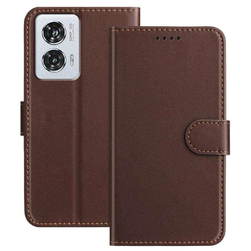 For Motorola Moto G85 5G / Motorola Edge 50 Fusion 5G Leather Case Wallet Stand Solid Color Anti Drop Phone Cover - Black-Cellmalls