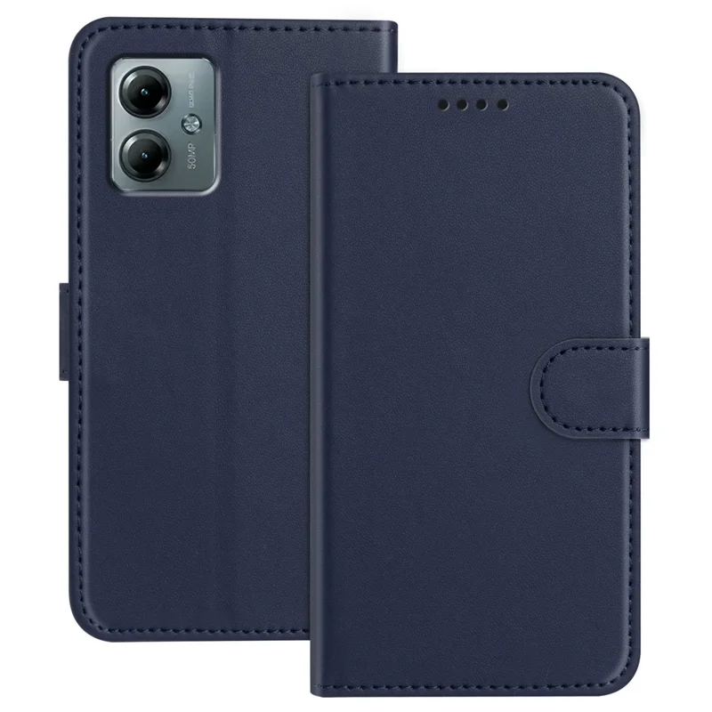 For Motorola Moto G Power (2025) / Motorola Moto G Play (2025) 4G Leather Case Wallet Stand Solid Color Anti Drop Phone Cover - Black-Cellmalls