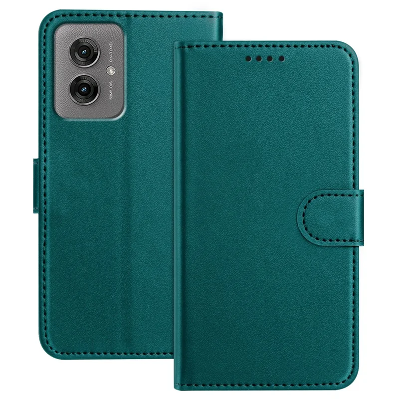 For Motorola Moto G55 5G Leather Case Wallet Stand Solid Color Anti Drop Phone Cover - Black-Cellmalls