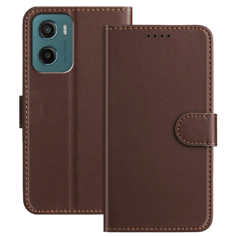 For Motorola Moto E15 4G / Motorola Moto G05 4G Leather Case Wallet Stand Solid Color Anti Drop Phone Cover - Black-Cellmalls