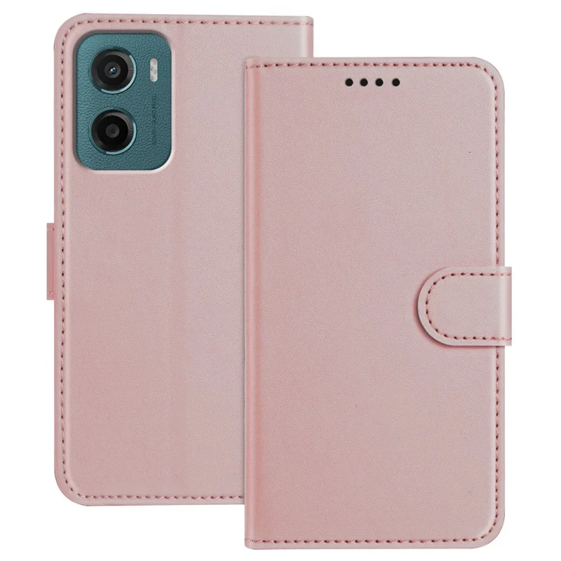 For Motorola Moto E15 4G / Motorola Moto G05 4G Leather Case Wallet Stand Solid Color Anti Drop Phone Cover - Black-Cellmalls